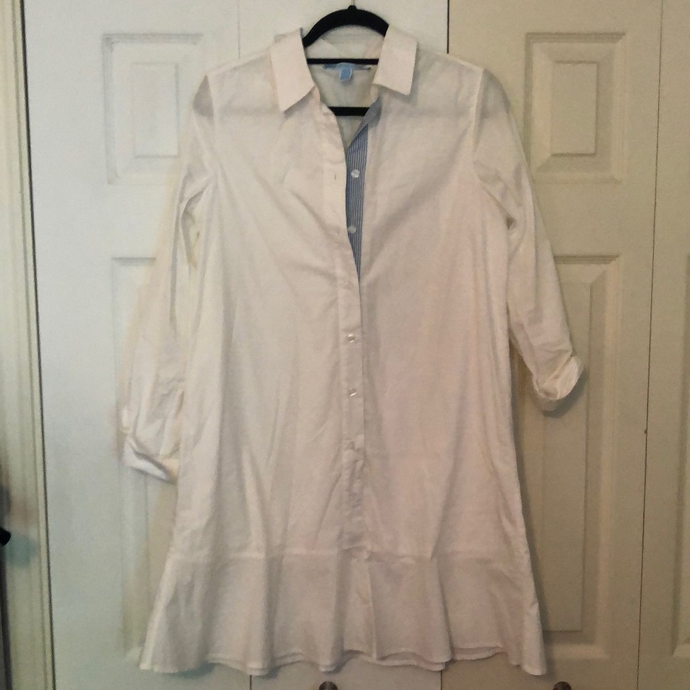 Draper James whiten shirt dress with ruffle